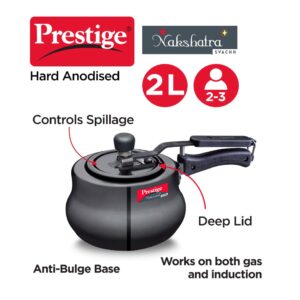 Prestige Svachh, 10759, 2 L, Hard Anodised Aluminium Handi, with deep lid for Spillage Control