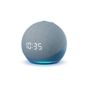 Echo Dot (4th Gen, 2020 release) with clock | Next generation smart speaker with powerful bass, LED display and Alexa (Blue) MRP: 5499/-